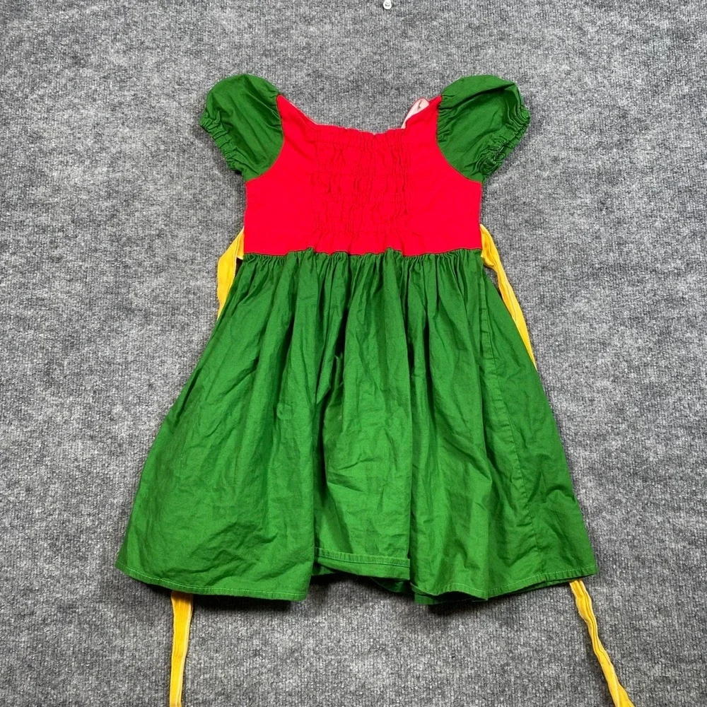 DC Comics Robin Superhero Dress Girls Red Green Yellow Logo Smocked Back
